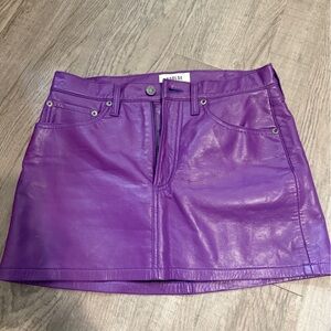 Agolde Deep Purple Leather Skirt